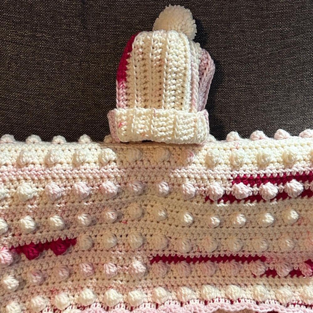 Crochet Baby Blanket and Hat Set